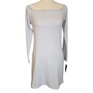 NWT L Light Blue Long Sleeve Babydoll Dress Wild Fable MSRP $22